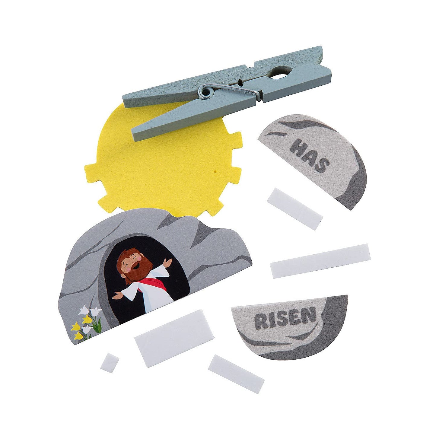 Fun Express Easter Jesus Has Risen Tomb Clothespin Craft Kit - Religious DIY Craft for Kids Easter Activities Perfect for Sunday Schools Church Events