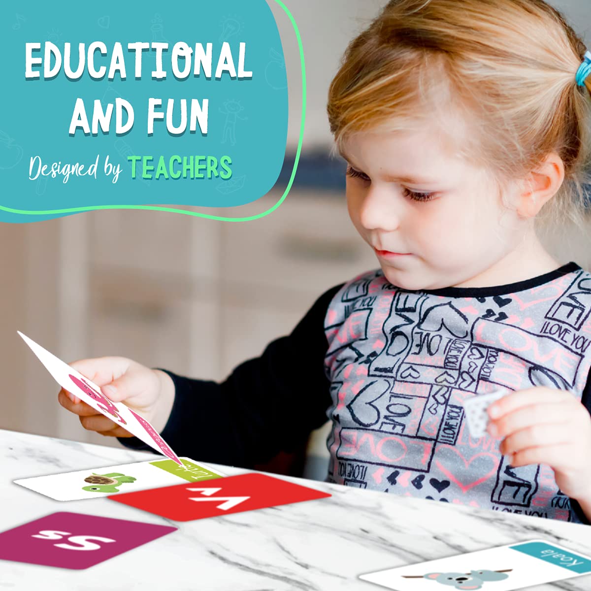 Merka Toddler Flash Cards - Interactive Alphabet Learning with Alphabet Flash Cards for Toddlers 1-3 - Pack of 64, 4.2" x 2.4" - Double-Sided for 1-4