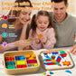 edutree Wooden Magnetic Pattern Blocks Set with Cards, 288 PCS Montessori Tangram Puzzle Learning Toys for Toddlers 4-8, Educational STEM Gift