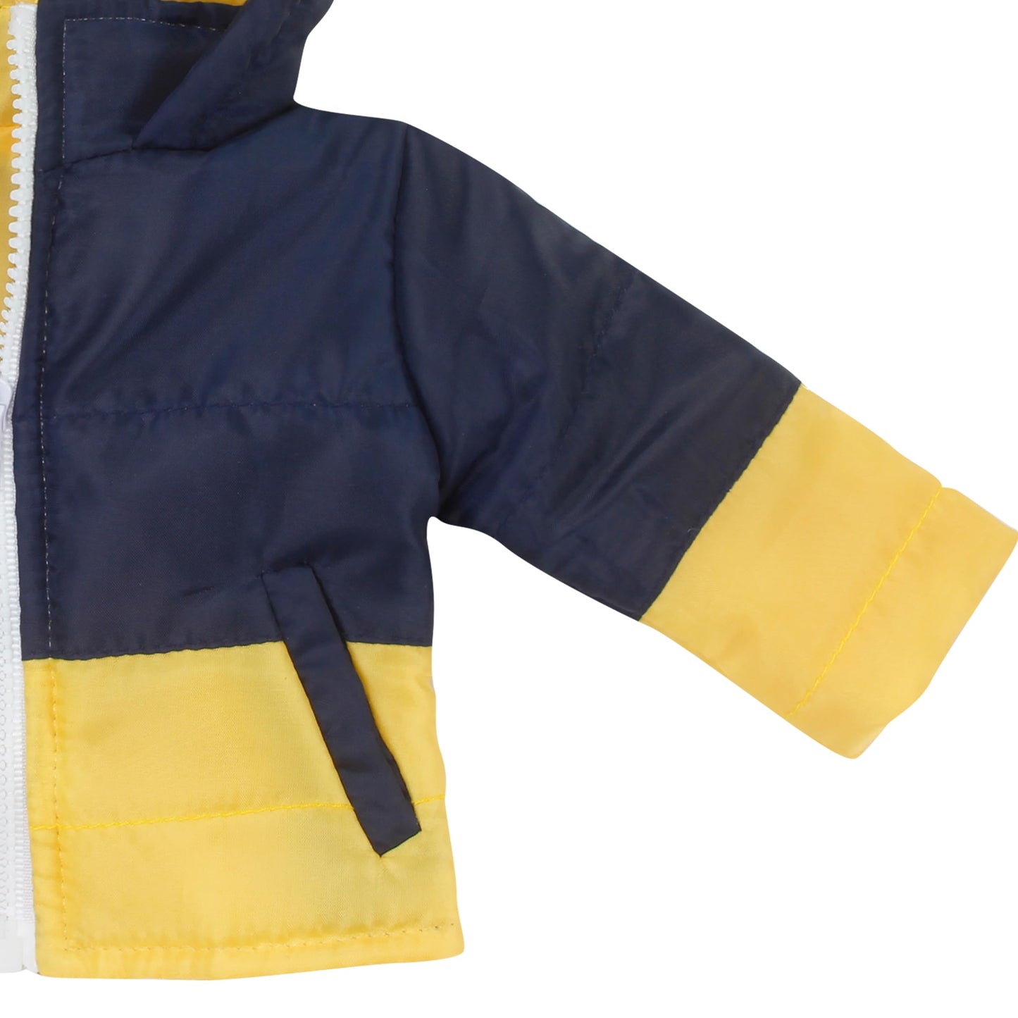 Sophia's Quilted Two-Tone Jacket with Hood, Zipper and Pockets for 18 Inch Boy Dolls, Navy/Yellow