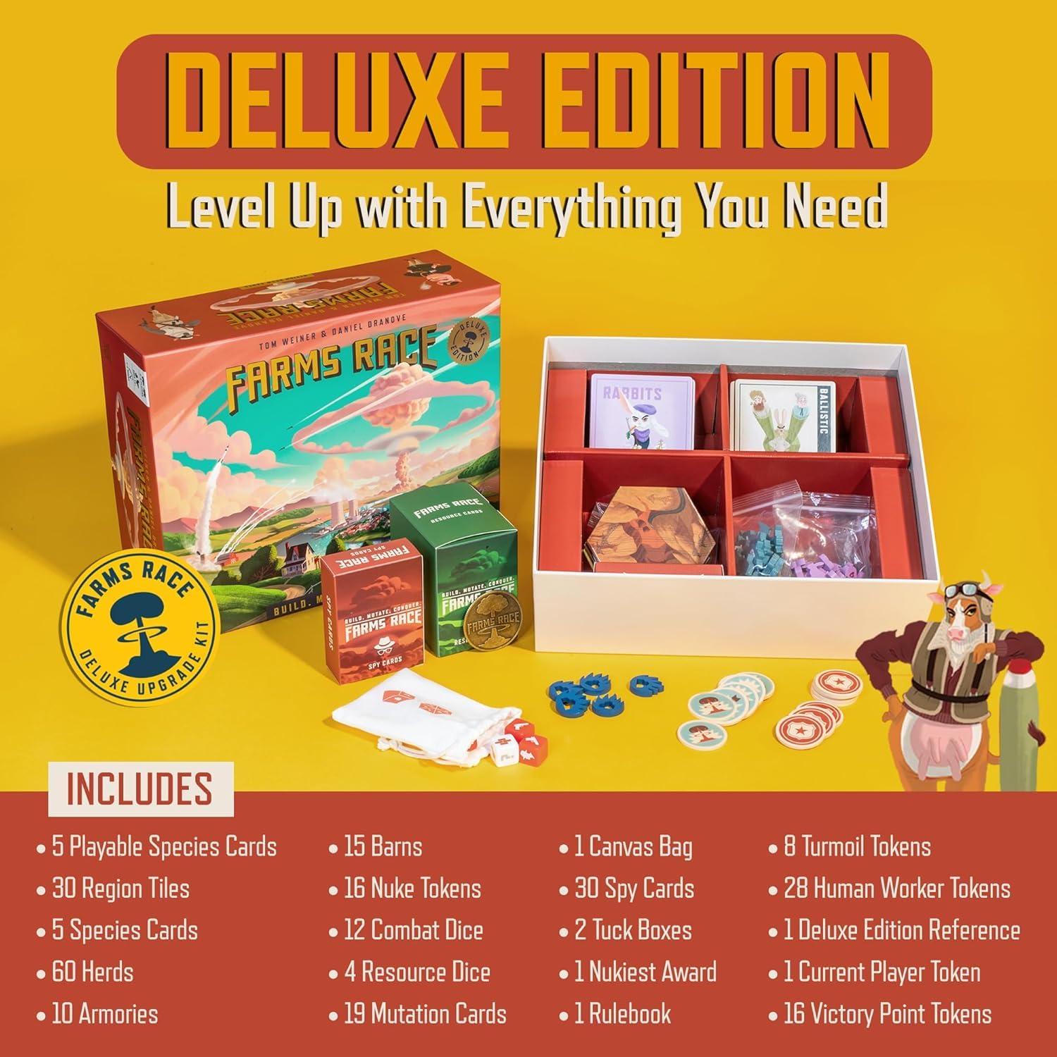 Farms Race Deluxe Edition - Premium Strategy Board Game for Adults & Family, 2-5 Players, 1-2 Hours, Resource Management, Area Control, Asymmetric