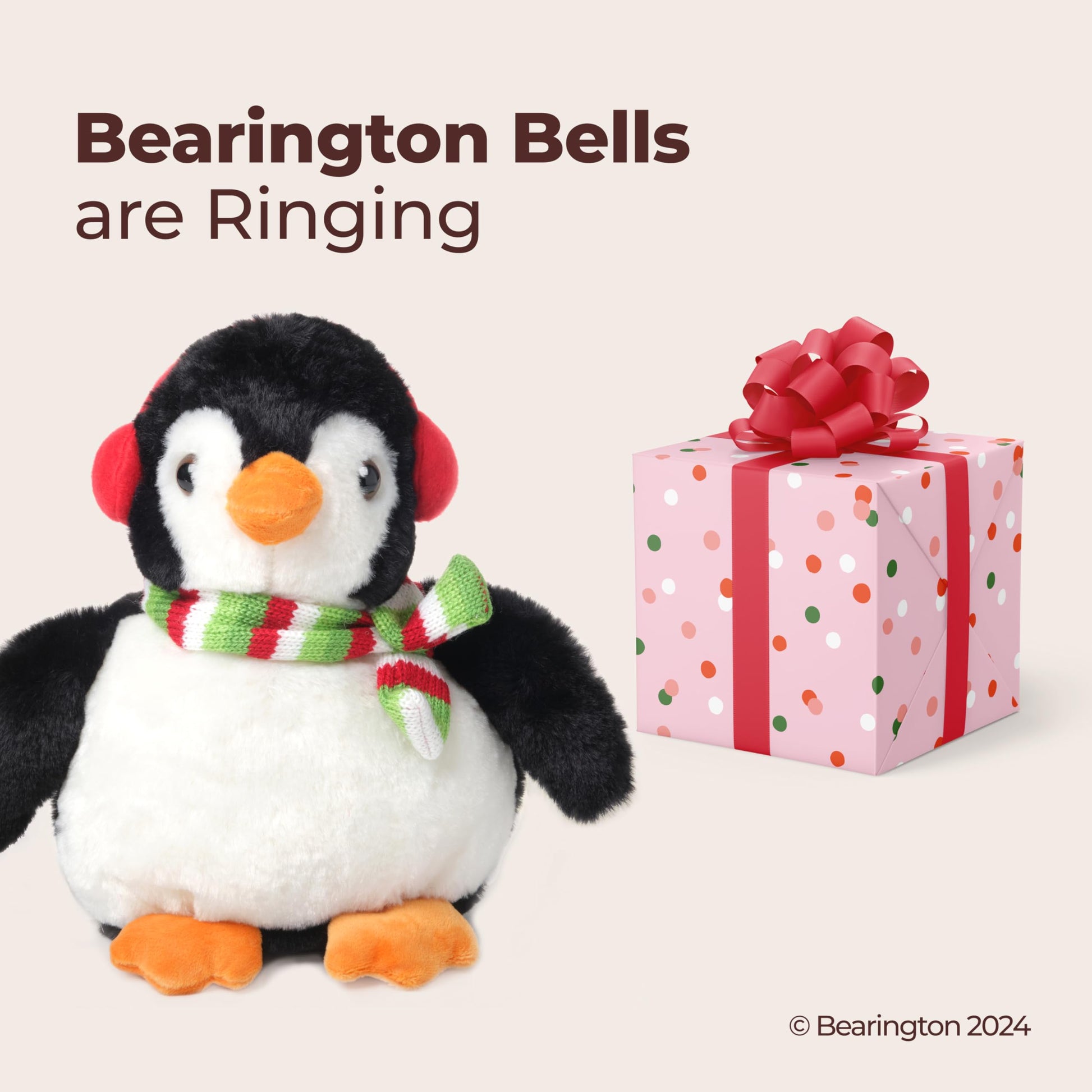 Bearington Mr. Flurry Plush Penguin Stuffed Animal, 10 Inch Christmas Penguin Plush, Ideal Christmas Stuffed Animal Gift for Toddlers, Kids & Teens