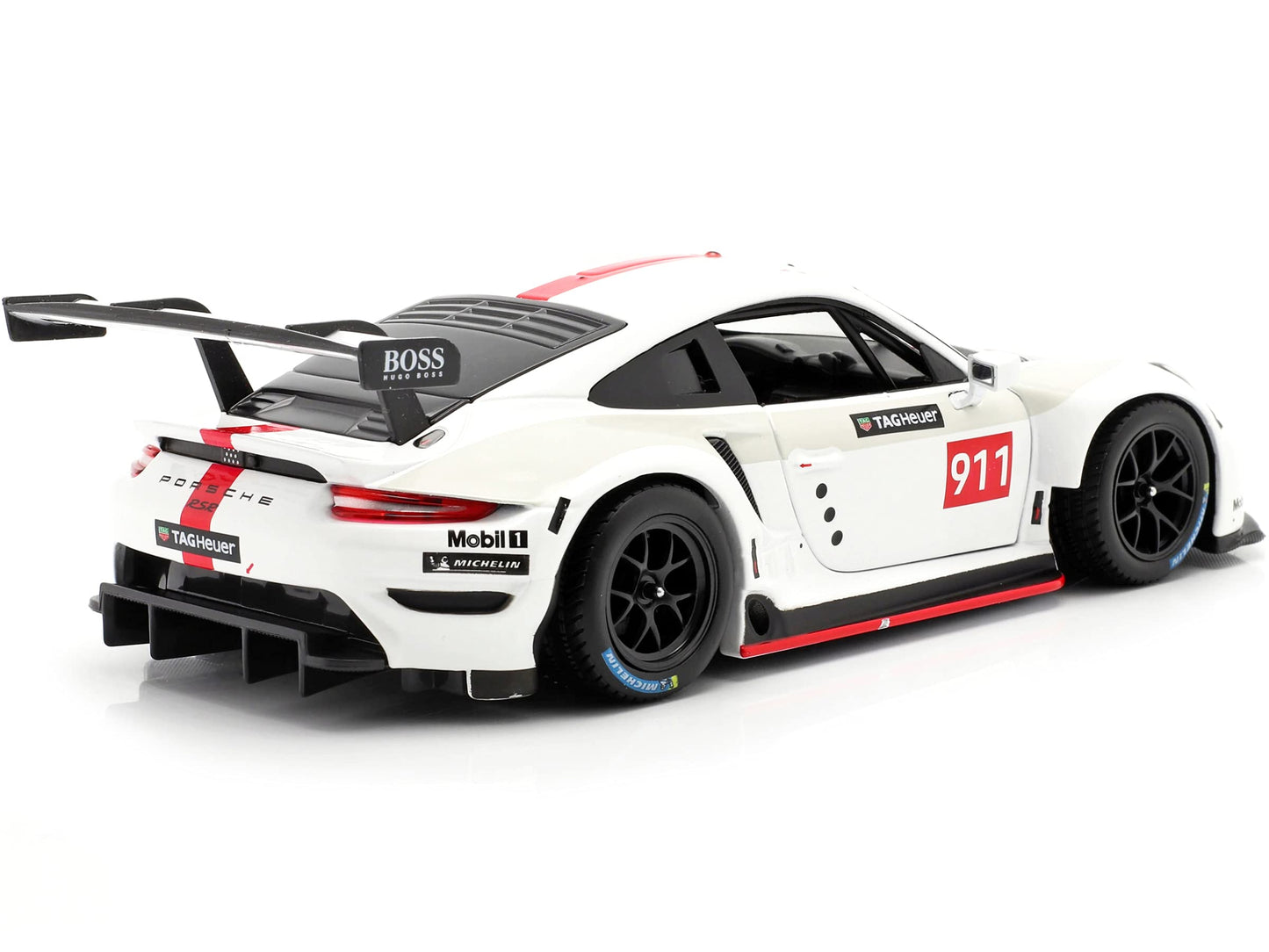 Bburago Die Cast Model Cars Porsche 911 RSR GT #911 White Race Series 124 Diecast Model Car by Bburago 28013