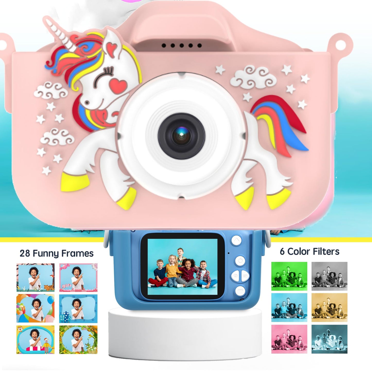 Kids Camera Toys Toddler Digital Camera for Boys Girls, Selfie 1080P HD Video Camera for 3 4 5 6 7 8 9 Year Old Boys Girls with 32GB TF Card,Kids