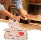YOOURNEONS Personalized Wood Puzzle with 2-5 Family Name