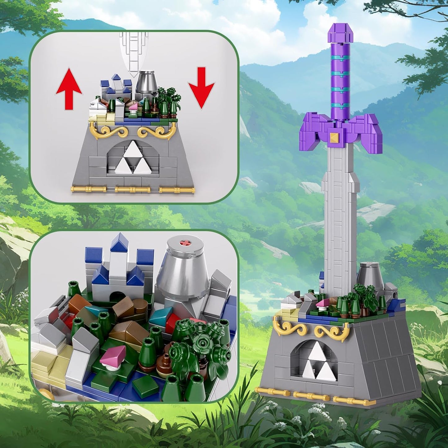 Latephiy The Master Sword Building Kit with Link Action Figures Building Set, BOTW 2 in1 Micro Hyrule Building Blocks Set, Birthday Party Decorations