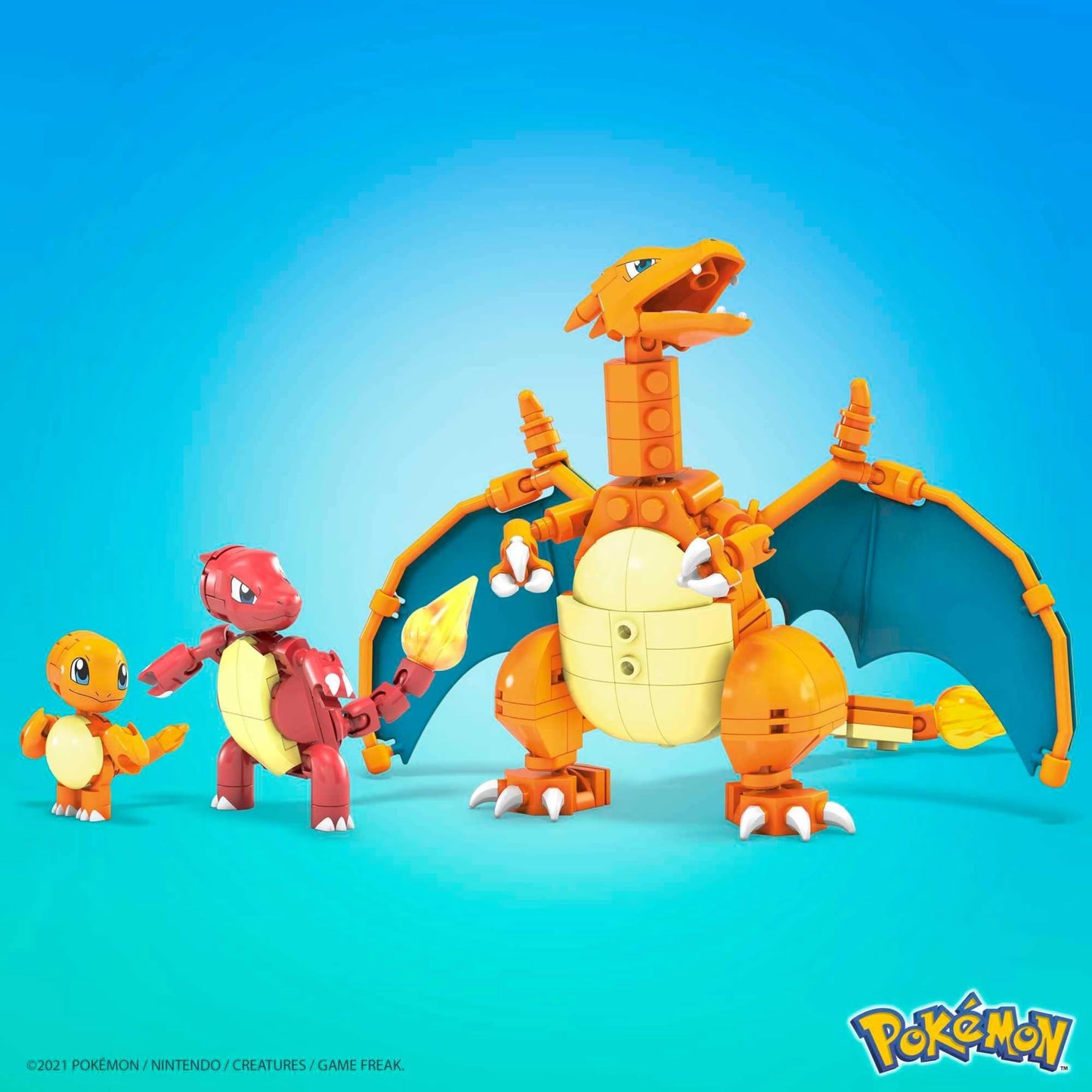 MEGA Pokémon Action Figure Building Toys for Kids, Charmander Evolution Set with 313 Pieces, 3 Poseable Characters, Charmeleon and Charizard