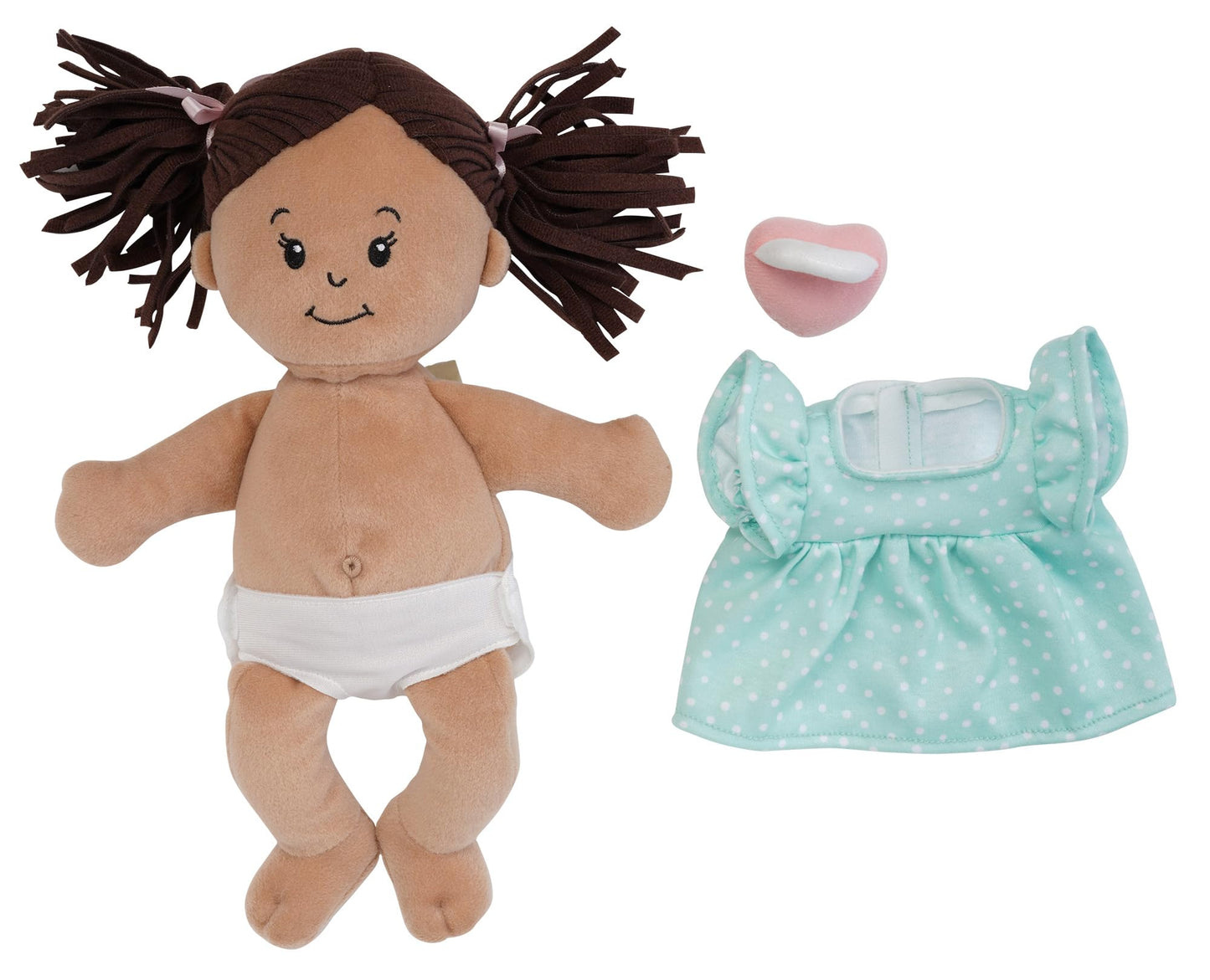 Love, Stella Soft Baby Doll for 1 + Year Old by Manhattan Toy - Beige with Brown Pigtails