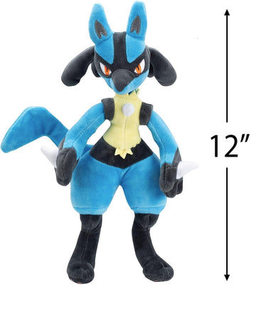 Pokemon 12" Large Lucario Plush - Officially Licensed - Generation IV Figure - Authentic Soft Stuffed Animal Toy - Gift for Kids, Boys, Girls - 2+