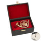 Dselvgvu Miniature French Horn with Stand and Case Brass Mini Musical Instrument French Horn Replica Collectible Figurines Dollhouse Accessories Model
