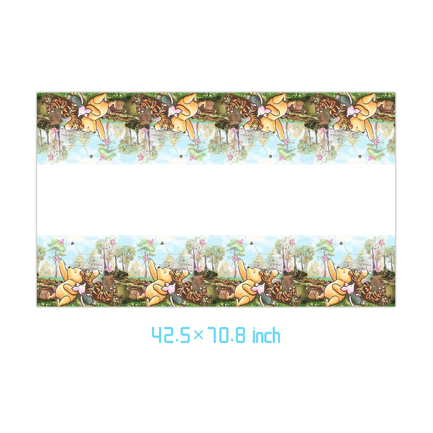 ARWANG 2pcs Pooh Bear Tablecloth Disposable Tablecover Birthday Party Supplies and Decorations for Kid Boy Baby Shower Rectangle Tables 70"X42",2 Pack