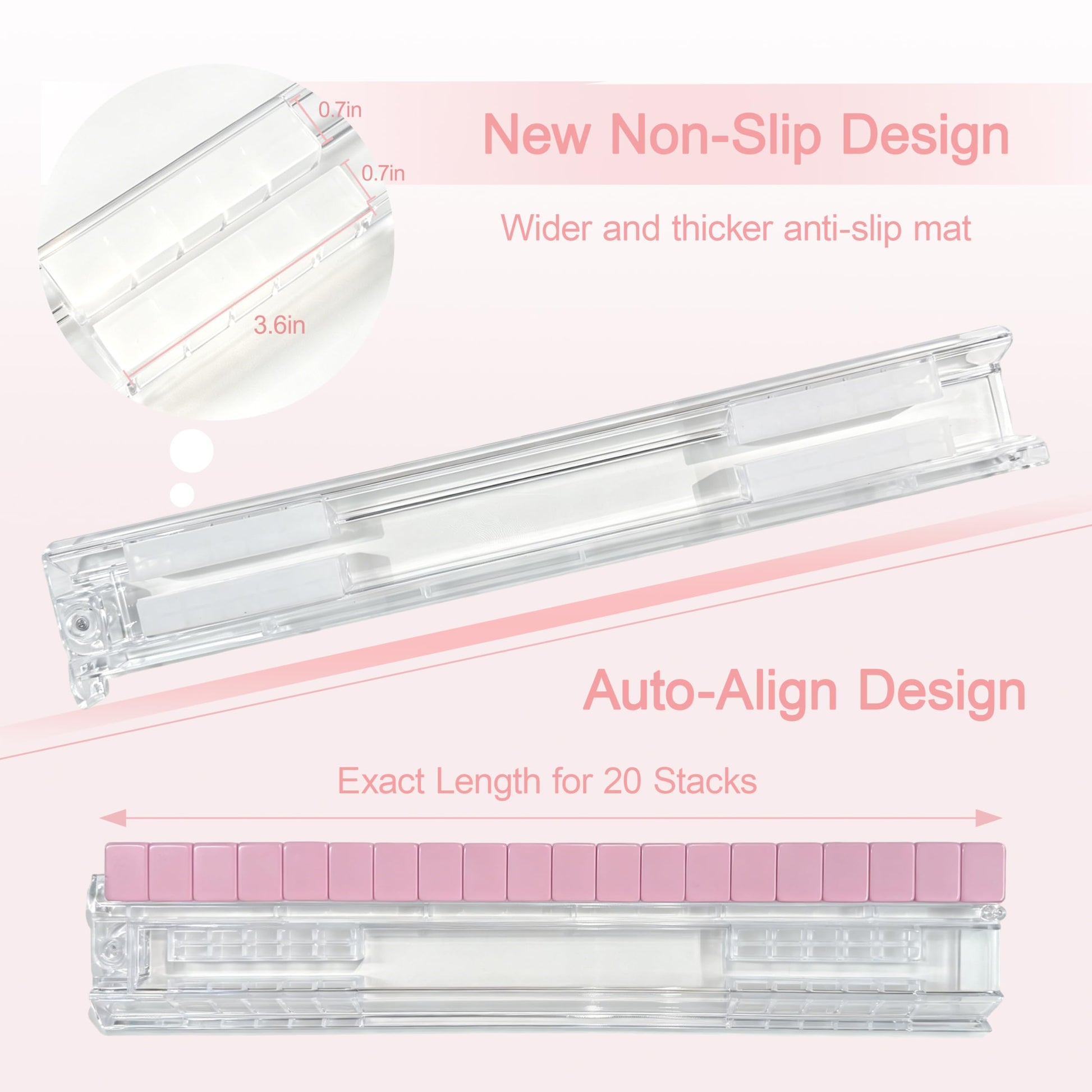 WEMEGA Upgraded Mahjong Racks with Pushers and Bag - Set of 4 Clear Acrylic Tile Holders with Protective Anti-Slip Feet for American Mahjong