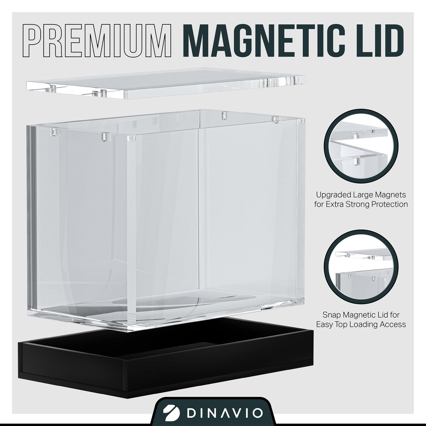 Dinavio Crafthouse PKMN Booster Box Case Acrylic Display - Booster Box Protector Case - 8mm + 5mm Acrylic 5x3mm Magnets - Compatible with PKMN Booster
