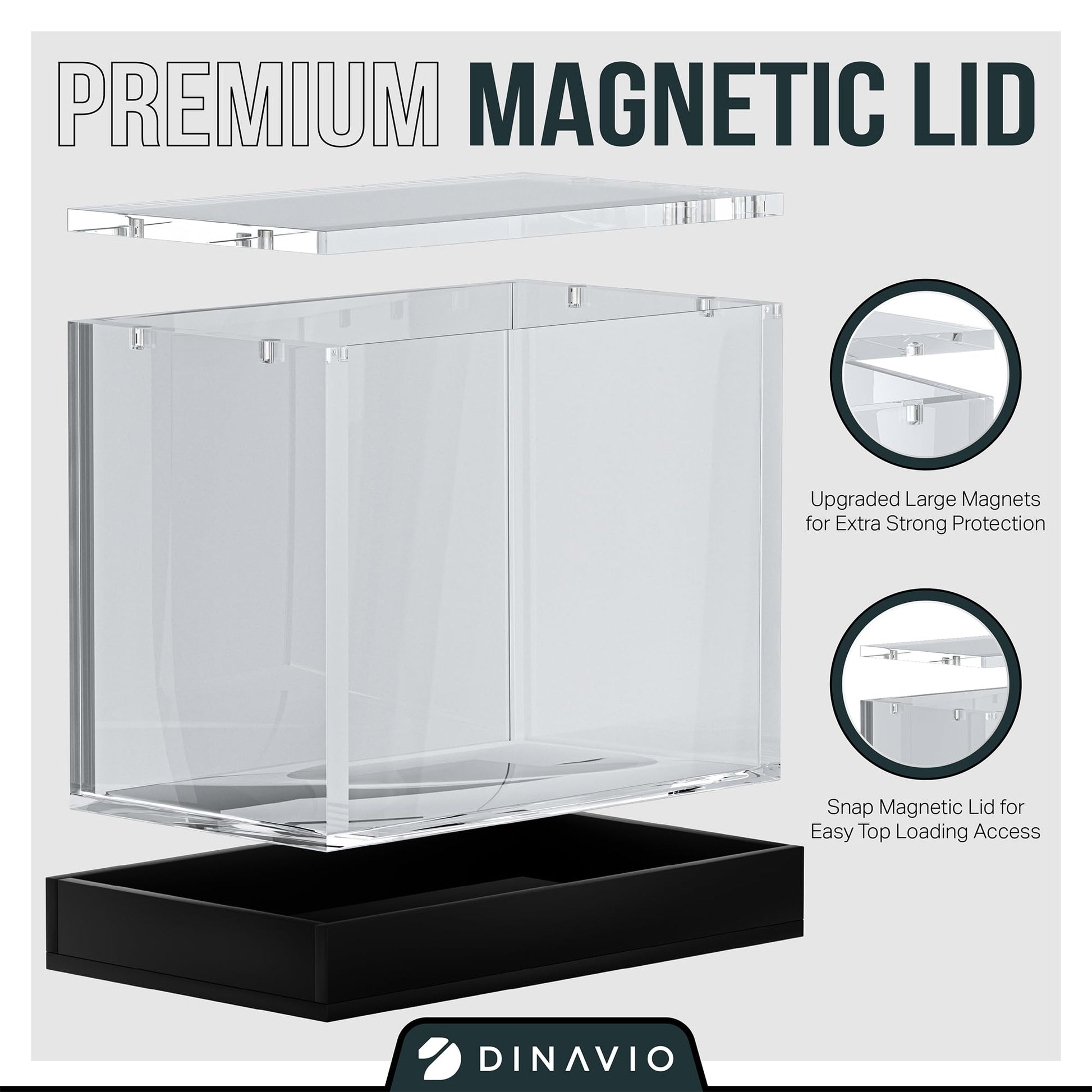 Dinavio Crafthouse PKMN Booster Box Case Acrylic Display - Booster Box Protector Case - 8mm + 5mm Acrylic 5x3mm Magnets - Compatible with PKMN Booster