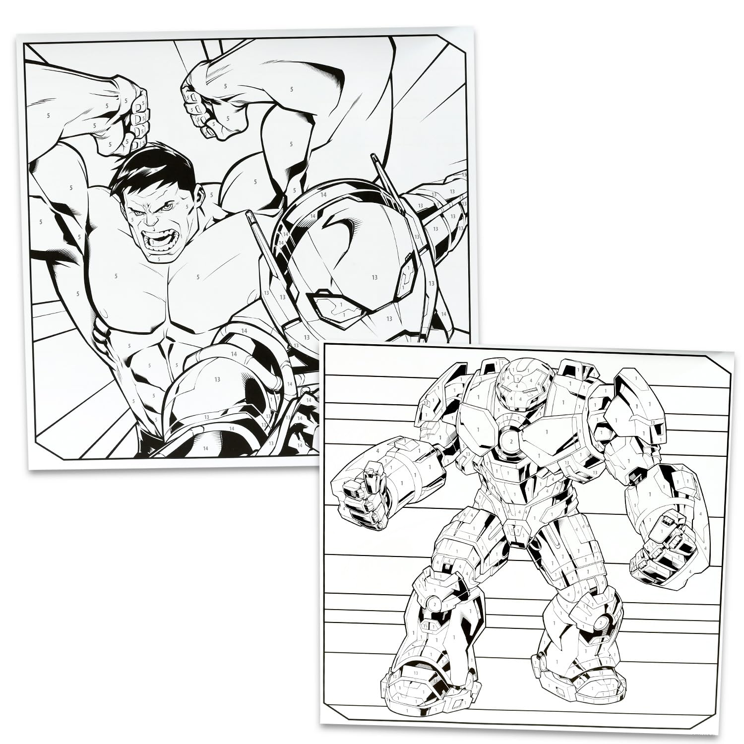 Marvel Avengers Color by Number Coloring Pad Activity Set Iron Man Captain America Color By Number Activity Book Bundle | Crayons, Coloring Pages