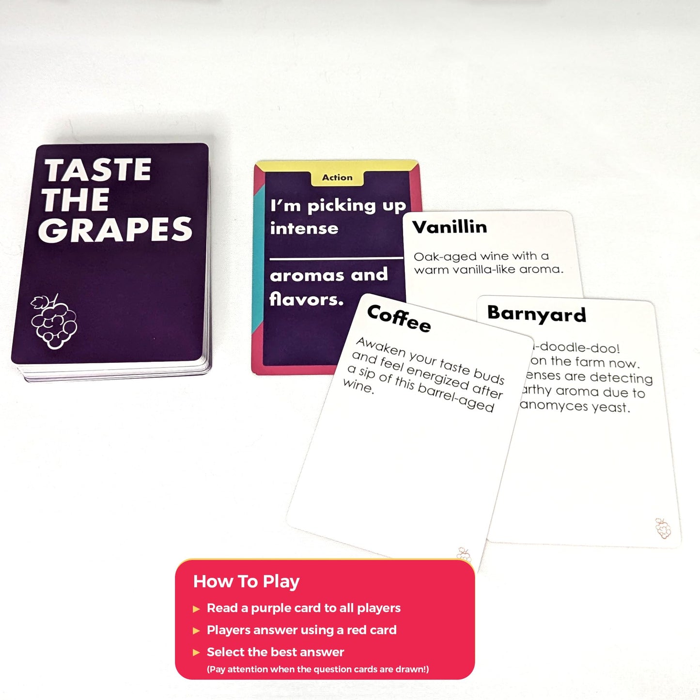 Taste The Grapes - Tasting Card Games. A Fun Gift for Friends and Vino Lovers to Play. Corporate Present, Mother's Day and WSET Education Study
