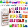 51PCS Doll Accessories + 1 Shoe Rack 30 Pairs Doll Shoes 10 Handbags 10 Glasses Replacement Fashion Playset Accessories Different Assorted Colors High