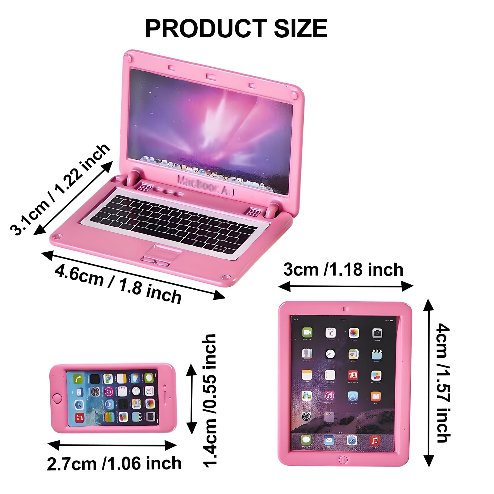 1/12 Dollhouse Furniture Decor Laptop Accessories, 1/6 Scale Minature Tablet Smart Phone Mini Stuff Doll House Furniture Play Set Accessories 3 Pcs