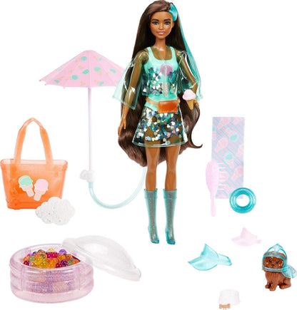 Barbie Color Reveal Sunshine and Sprinkles Doll & Accessories with 25 Surprises, Ice Cream Theme Including Water-Shower Umbrella & Color Change