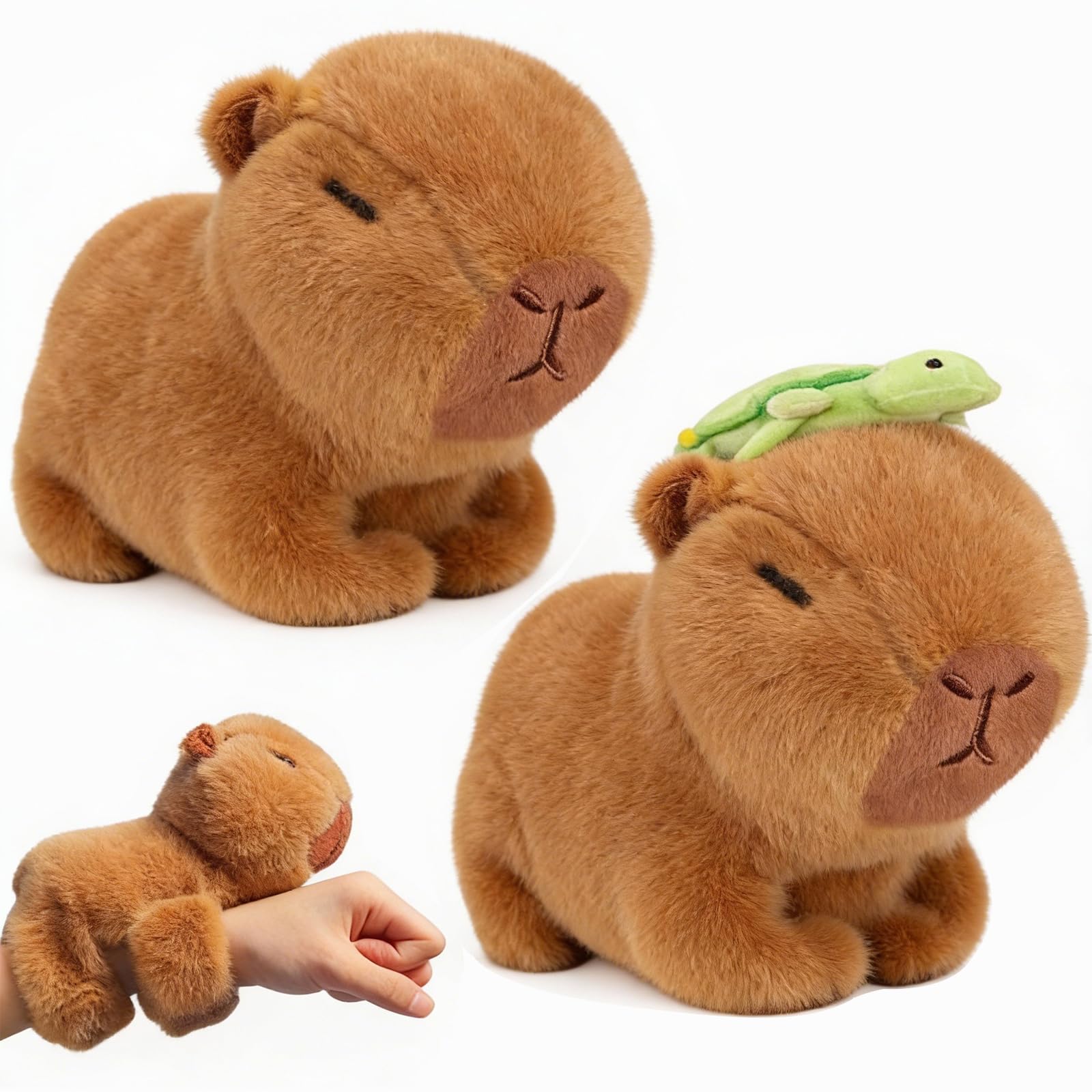 WUEURU 2 Pcs Animal Slap Bracelets Capybara Plush Toy, Cute Capybara Slap Bracelet 9'' Plush Toy for Christmas Birthday Party Favor Supply