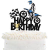 Motorcycle Happy Birthday Cake Topper - Extreme Sports Racing Birthday Party Glitter Autocycle Player Cake Topper - Sport Man Boy Motocross Racing