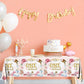 Gumwaqu Wonderland Birthday Tablecloth,Tea Birth-Day Decoration 3pcs Onderland Baby Shower Table Covers,Waterproof Plastic Wonderland 1st Birth-Day