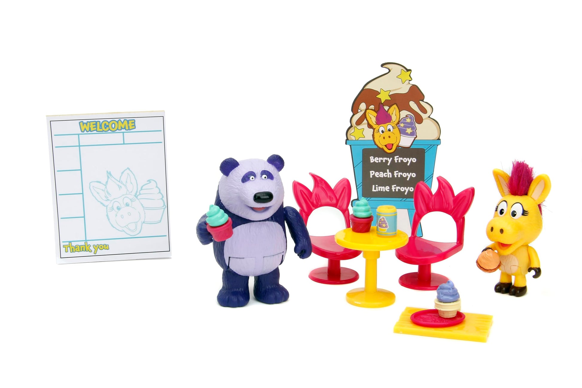 Jada Toys Donkey Hodie Frozen Yogurt Truck Playset - Includes 2 Figures Donkey Hodie & Purple Panda - Preschool Toy - Ages 3+