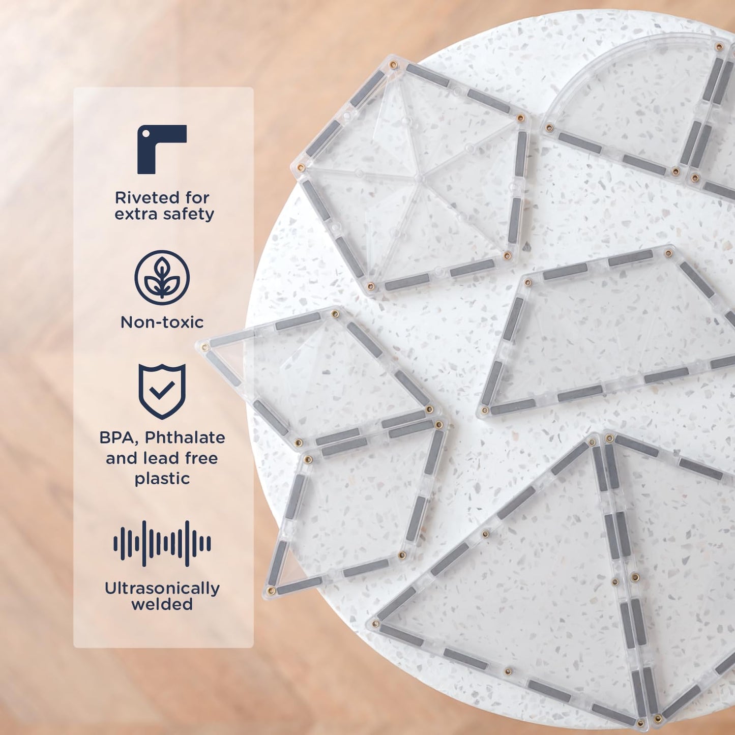 CONNETIX Magnetic Tiles Clear Shape Expansion Pack, 24 Pieces