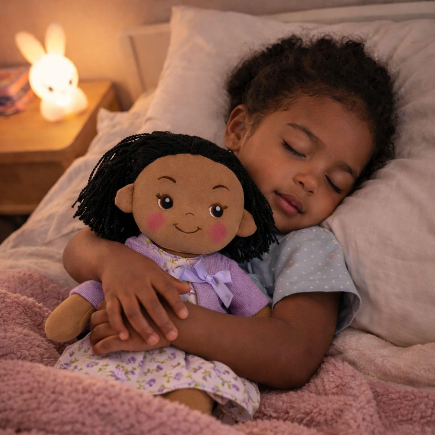 Linzy Toys 16 Inch Purple Hailey Soft Plush Rag Doll for Girls - Adorable Stuffed Sleeping Cuddle Buddy for Toddlers, Infants, Babies - Cute Hug Doll
