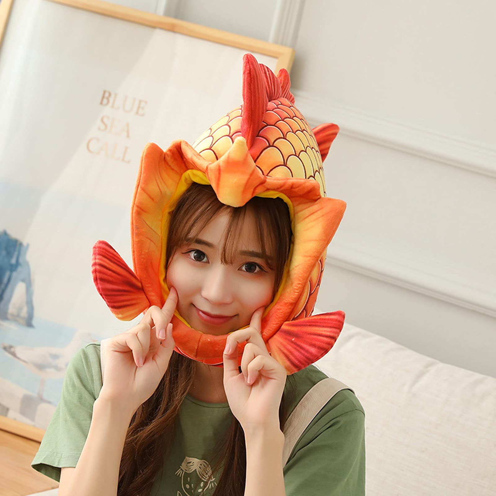 XIYUAN funny fish head hat- fish costume hat-Sea Animal Hats - Costume Hats -Funny Fun and Crazy Hats in Many Styles Red