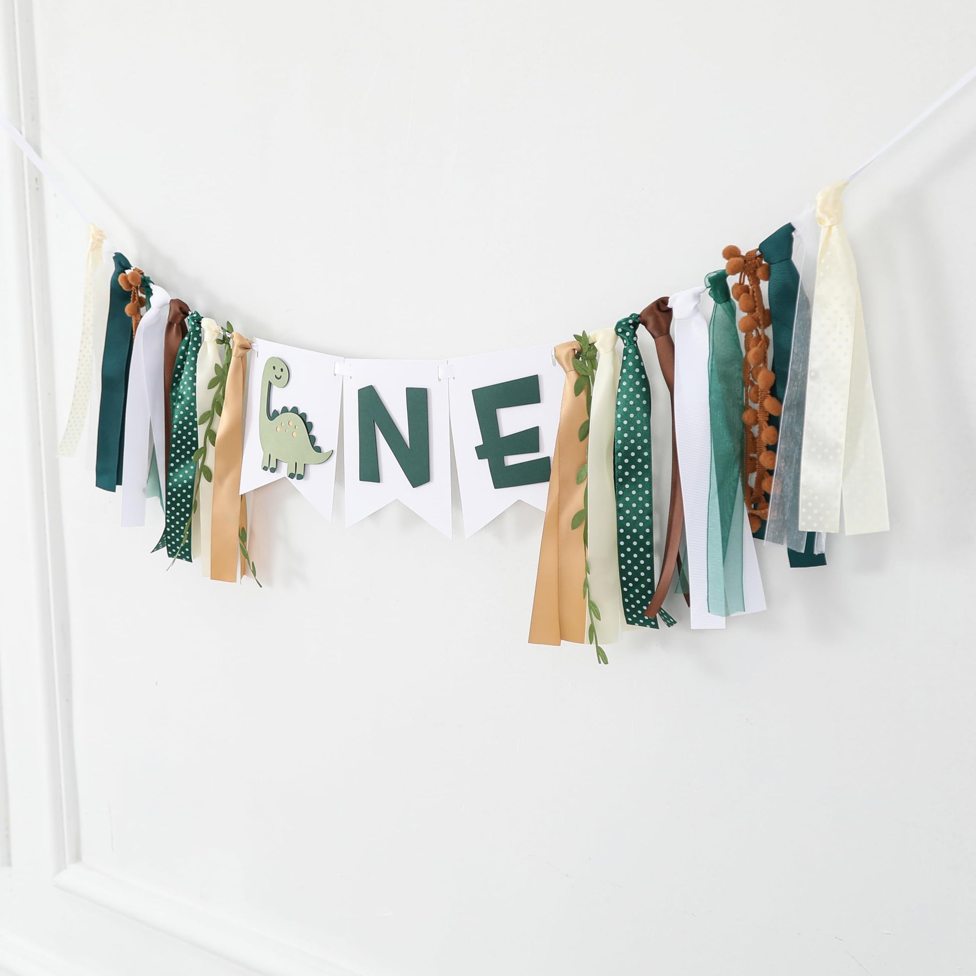 Dinosaur 1st Birthday High Chair Banner - Baby Boy First Highchair Banner for Party Supplies, Dinosaur Themed One High Chair Garland Birthday Party