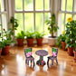 Miniature Furniture Set, Mini Table and Chairs, Wooden Garden Decor for Tiny Houses, Micro Landscape Accessories (C-1)