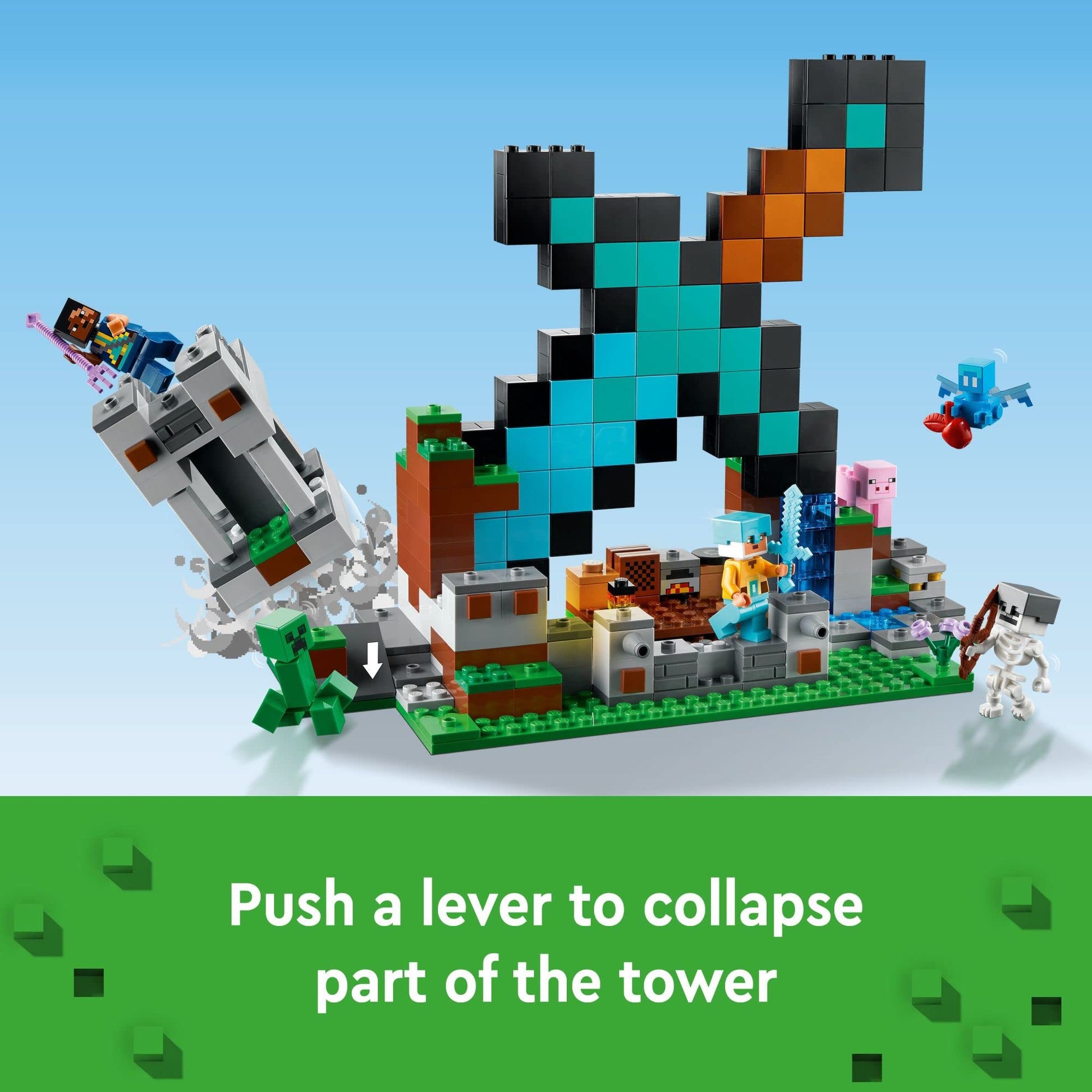 LEGO Minecraft The Sword Outpost 21244 Building Toys - Featuring Creeper, Warrior, Pig, and Skeleton Figures, Game Inspired Toy for Fun Adventures
