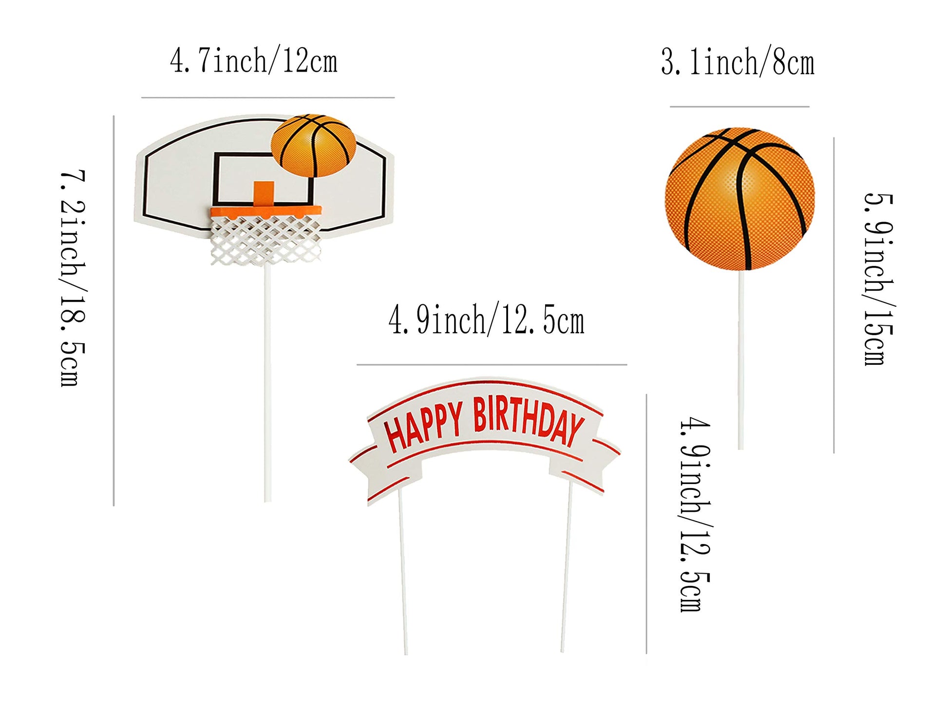 Set of 7 Basketball Letters DIY Happy Birthday For Boy Cake Topper Sport Cake Party Decorations Sports Party Supplies