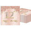 12th Birthday Decorations for Girls,40 Pcs Rose Gold 12th Birthday Napkins,13x13 Inches Disposable Party Tableware,Perfect for 12 Year Old Girl