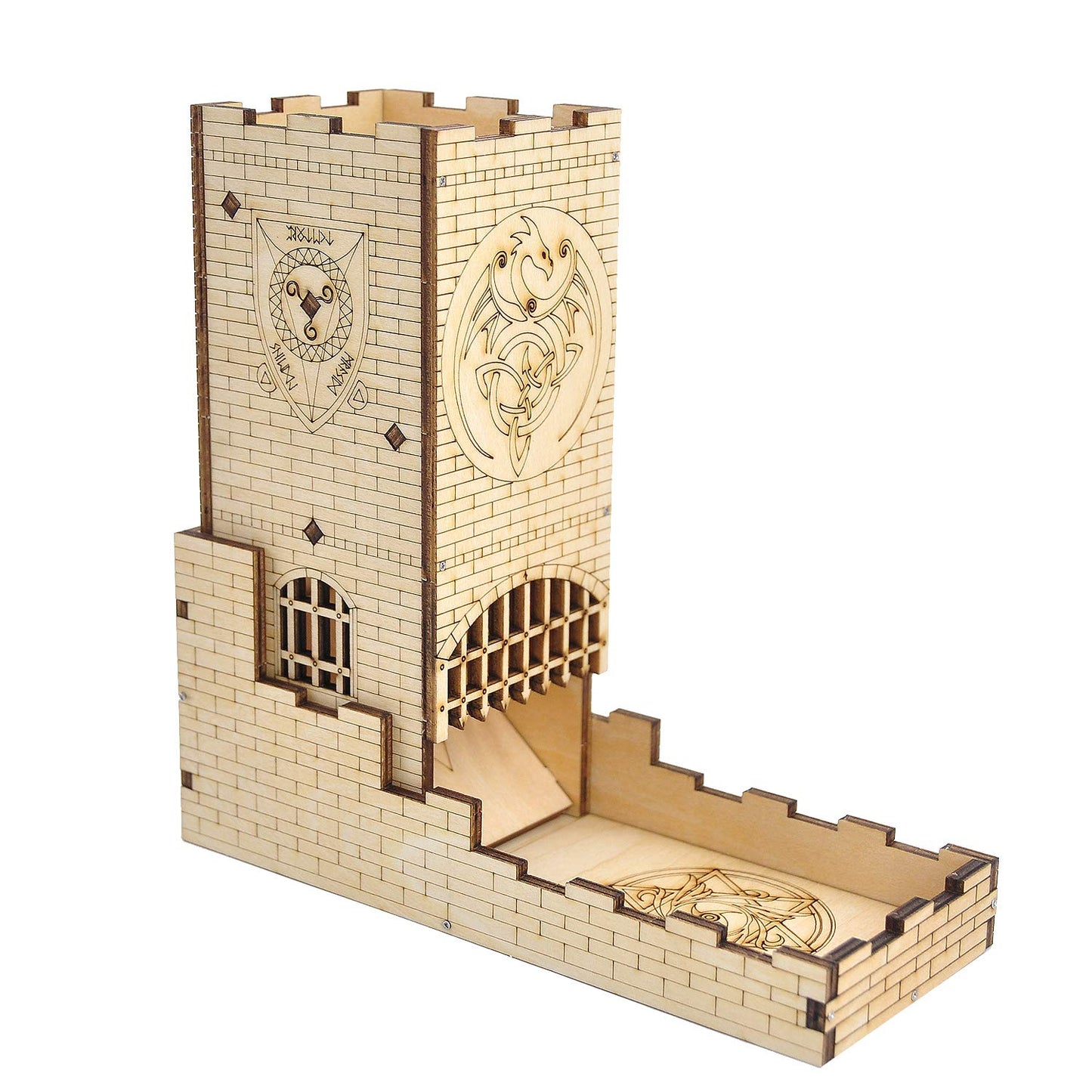 CZYY Castle Dice Tower, Foldable Wooden Dice Roller with Tray