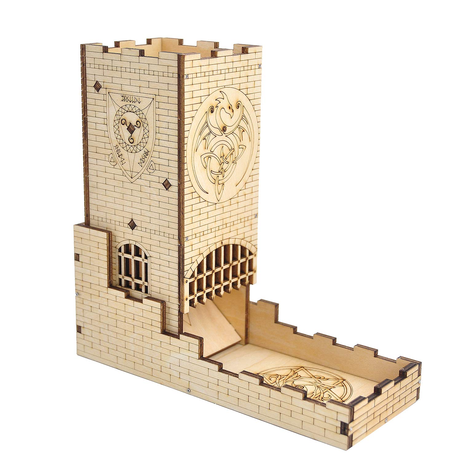 CZYY Castle Dice Tower, Foldable Wooden Dice Roller with Tray
