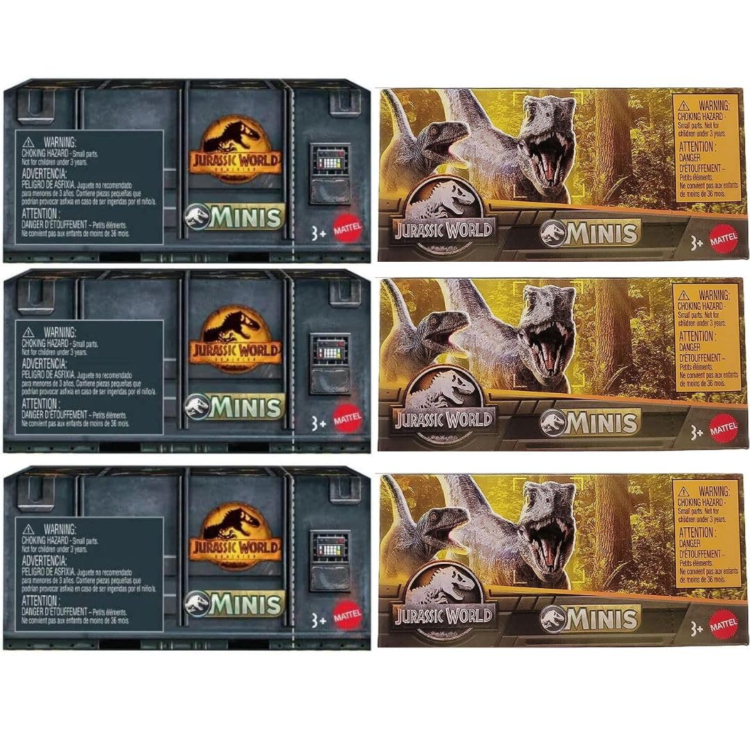 Jurassic World Dominion Dinos Mini Surprise Combo - 6 Blind Box Packs | No Duplicates, Mystery Mini Dino Figures | 1.125? Scale Collectibles - Mattel