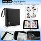 QULUXAO PU Leather Baseball Card Binder 4 Pocket,Holds 400 Cards Double Sided Black Card Binder,50 Removable Sleeves Baseball Cards Binder,3 Ring