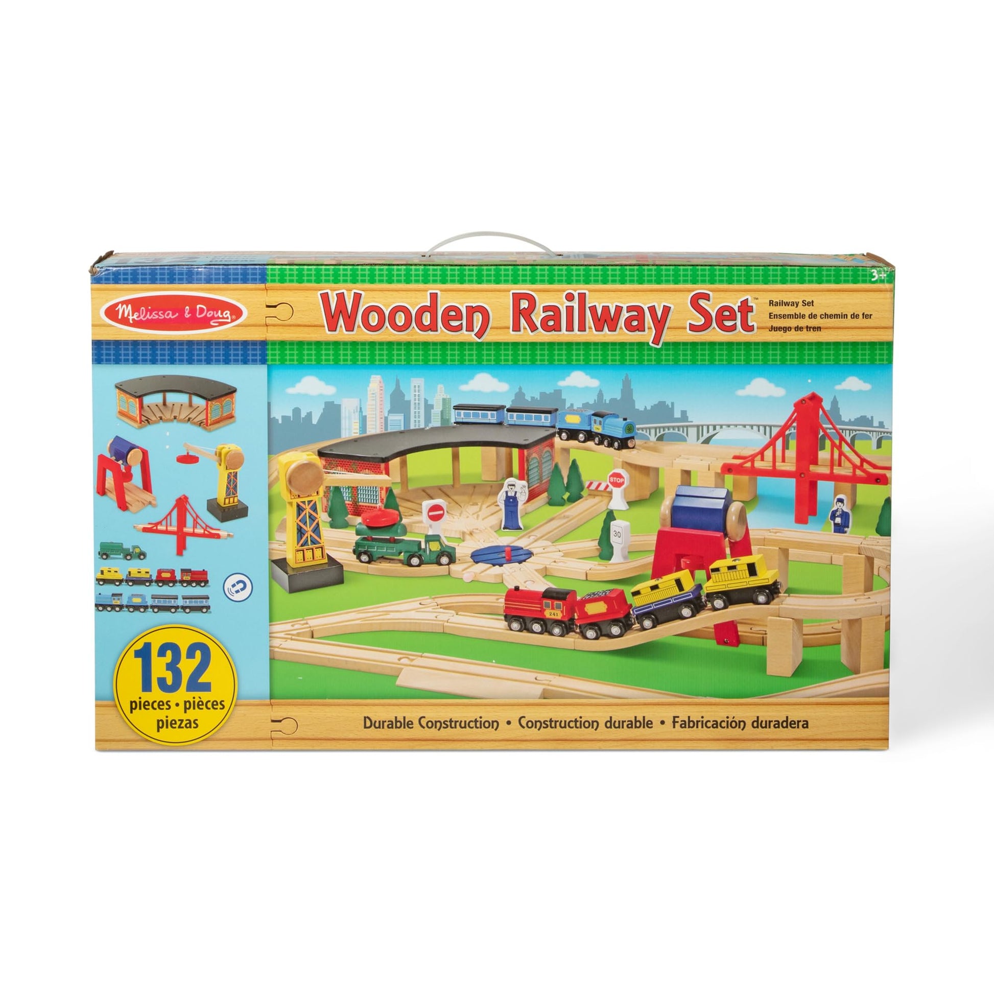 Melissa & Doug Deluxe Wooden Railway Train Set (130+ pcs)