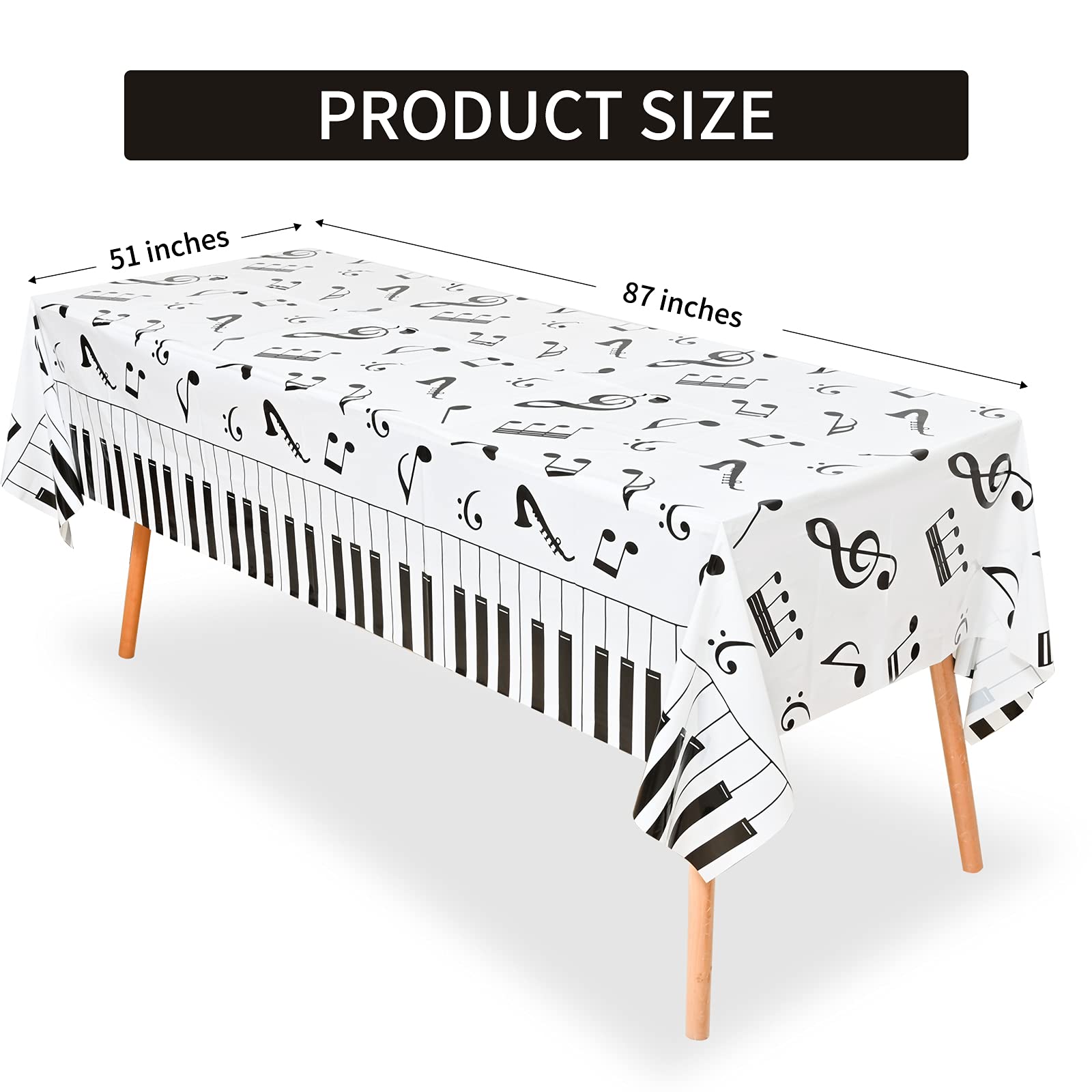 Lecferrarc 2 Pcs Music Notes Tablecloth Piano Music Plastic Table Cover 87 x 51 Inches Musical Theme Birthday Decorations for Birthday Party Supplies