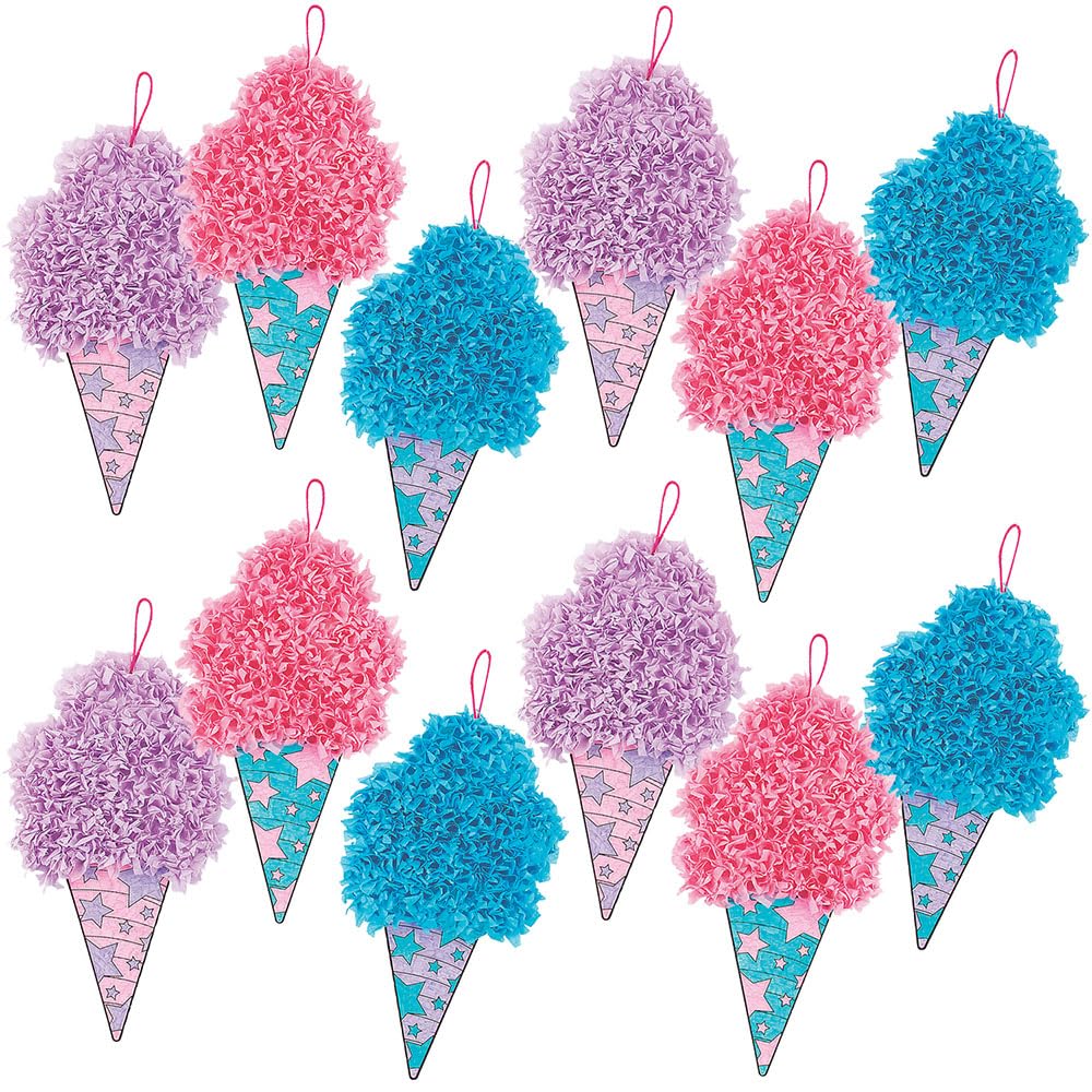 Fun Express Cotton Candy Tissue Paper Craft Kit - Fun DIY Crafting for Kids & Adults - Create Tissue Paper Decorations Party Favors Gifts - Birthday