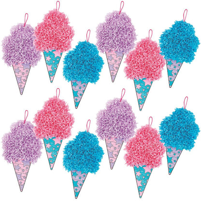 Fun Express Cotton Candy Tissue Paper Craft Kit - Fun DIY Crafting for Kids & Adults - Create Tissue Paper Decorations Party Favors Gifts - Birthday