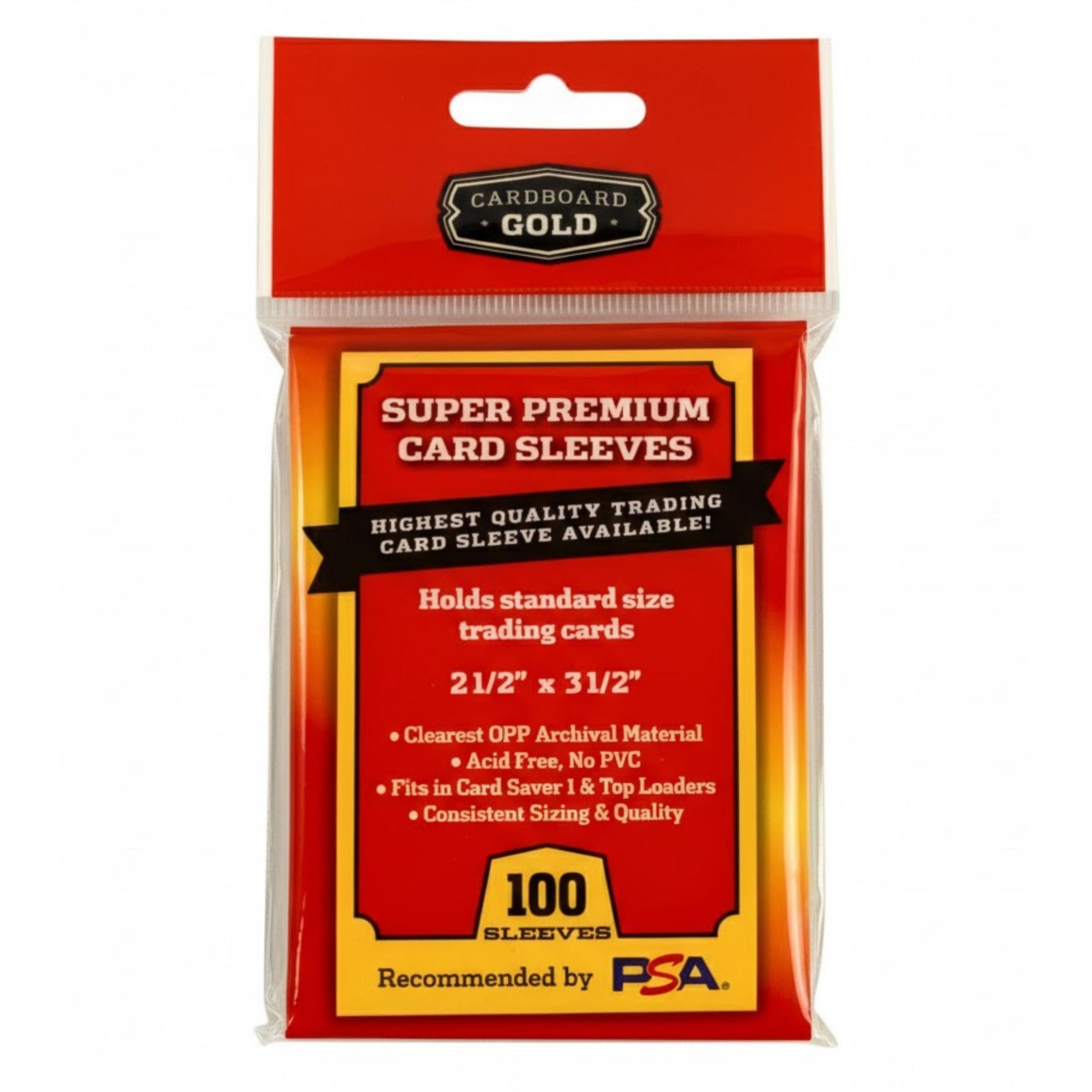 Cardboard Gold Super Premium Card Sleeves - Penny Sleeves for Trading Cards - Ultra Clear OPP 2 mil - 2 5/8" x 3 5/8" - Fits Standard Size Cards