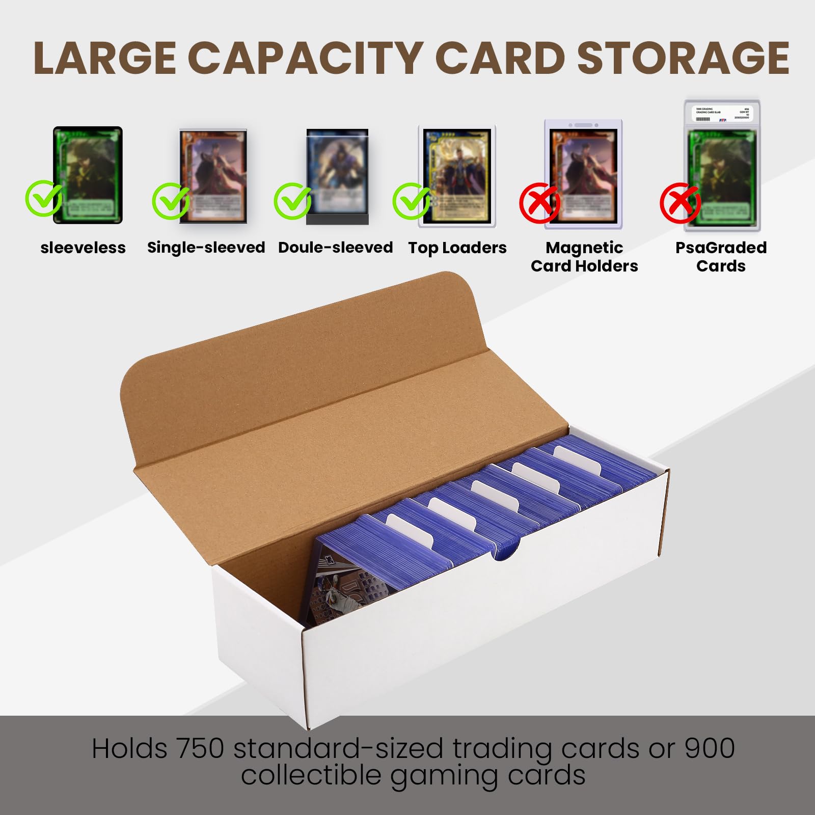 EBOAUSI Top Loader Box 4-Pack - 3200 Count Sports Card Storage Box with 20 Dividers & Labels for Trading Cards/TCG/MTG Card Box For Top Loads and