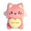 Aurora Enchanting Tasty Peach Candy Heart Meowchi Stuffed Animal - Bright & Colorful Design - Showpiece Plush - Dark Pink 7 Inches