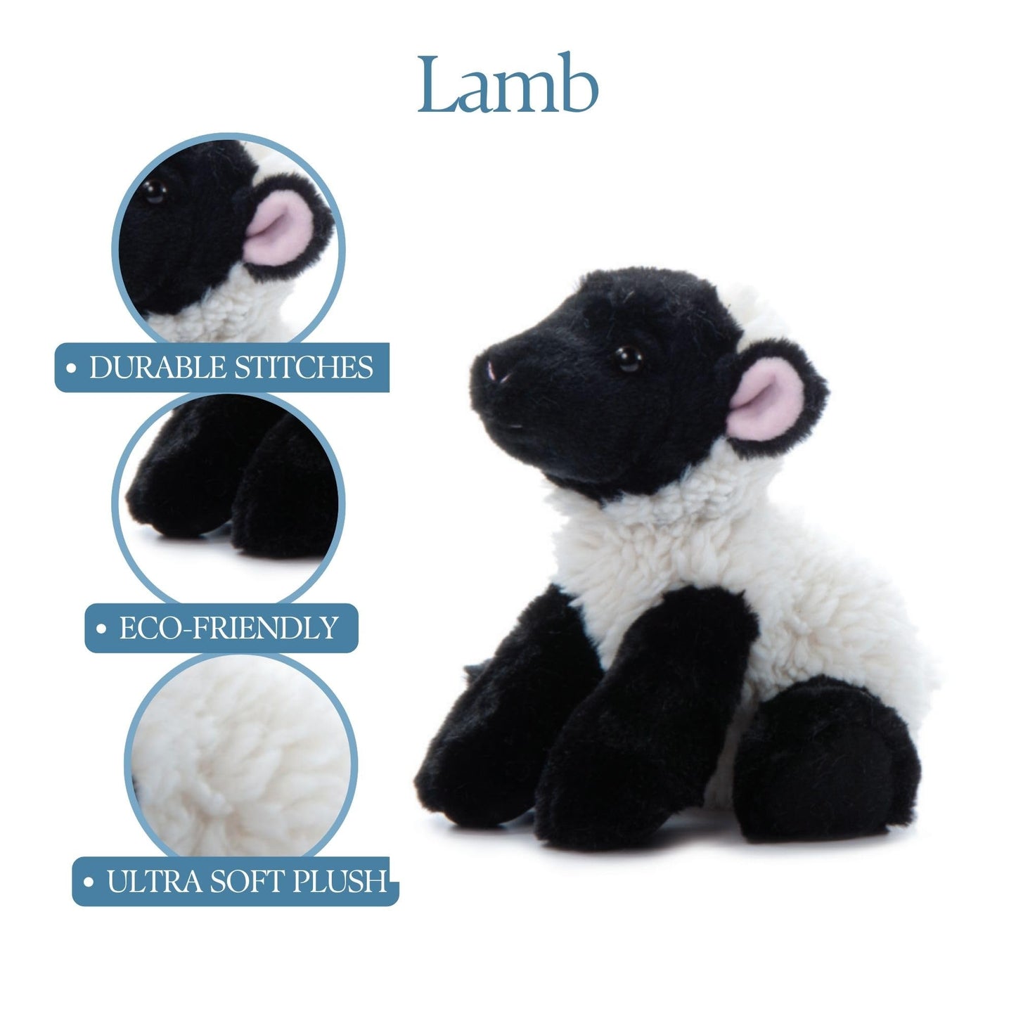 The Petting Zoo Floppy Lamb Stuffed Animal Plushie, Gifts for Kids, Wild Onez Wildlife Animals, Lamb Plush Toy 9 inches