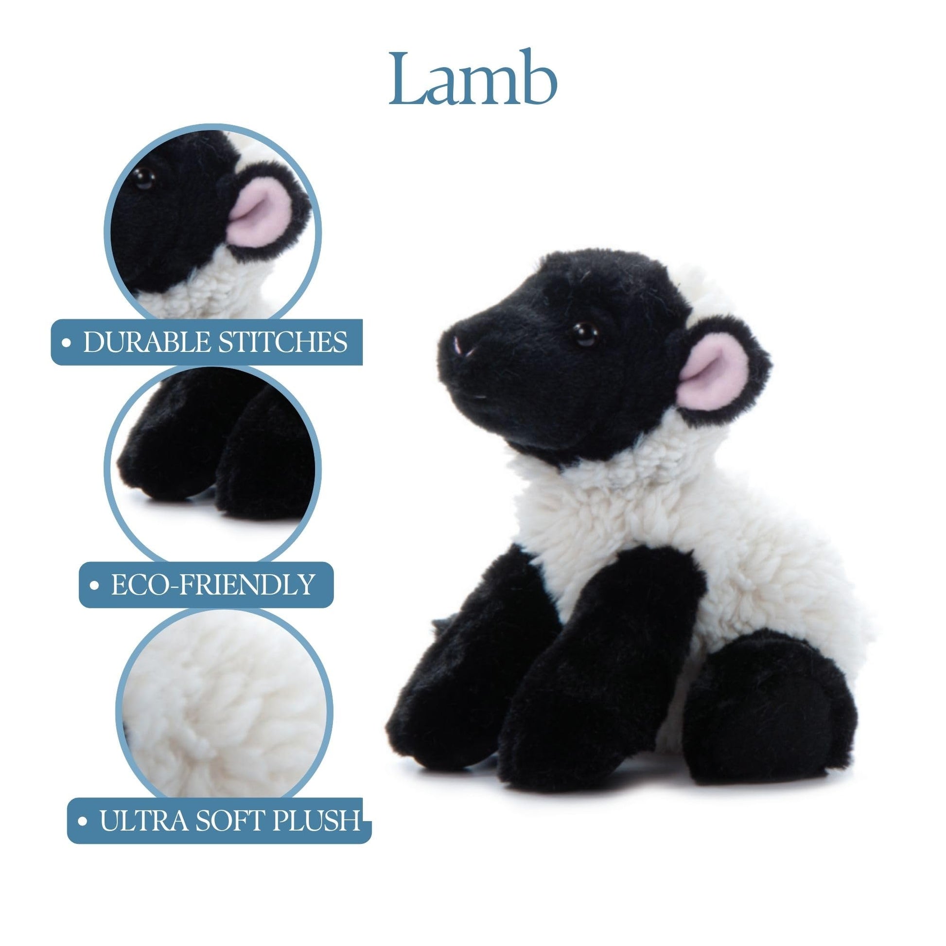 The Petting Zoo Floppy Lamb Stuffed Animal Plushie, Gifts for Kids, Wild Onez Wildlife Animals, Lamb Plush Toy 9 inches