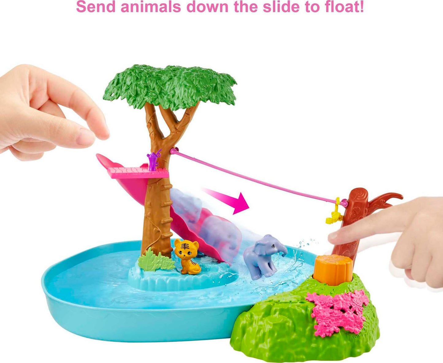 Barbie and Chelsea The Lost Birthday Splashtastic Pool Surprise Playset with Chelsea Doll (6-in), 3 Baby Animals, Slide, Zipline & Accessories, Gift