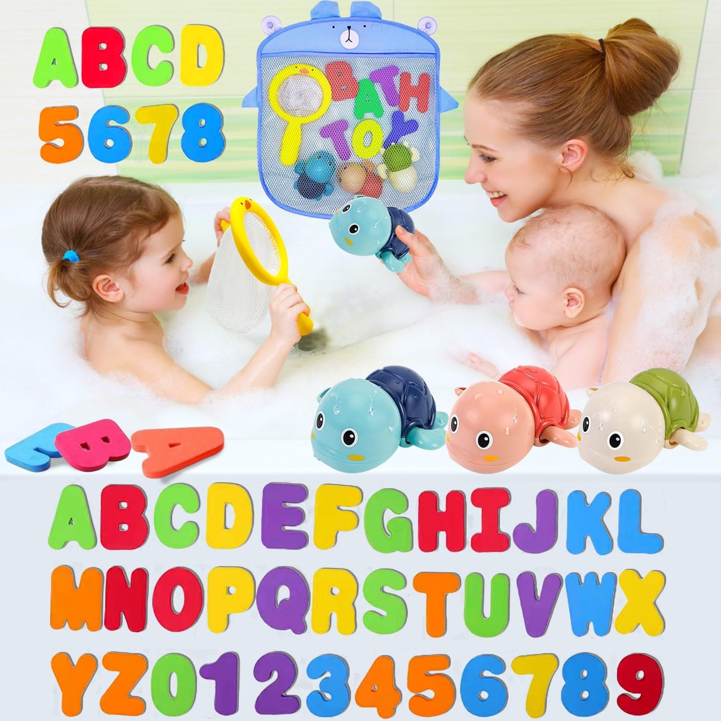 Bath Toys Kids Age 1-3 - Foam Bath Letters And Numbers Abc Alphabet Learning Toys Bathtub Toys Toddlers 2-4 Water Pool Shower Tub Toy Babies Infant